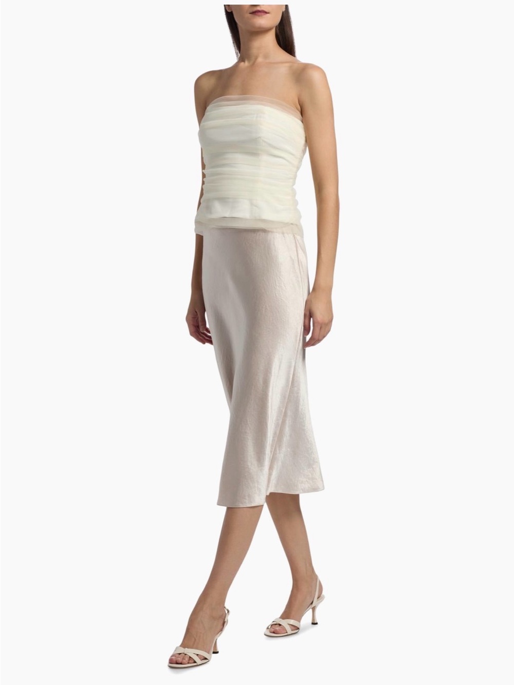 NWT Reformation Beau Top: Strapless White Ruched Tulle Bustier Top